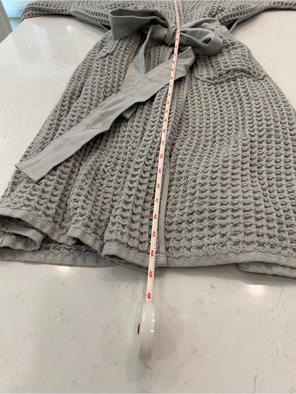 Cozy Luxury Waffle Knit Hooded Robe - Gray-Supima Cotton — image 7 of 8